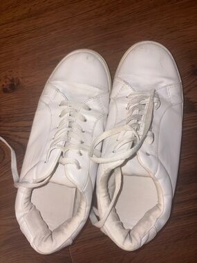 White Leather Shoes, Women’s Lace-Up Sneakers